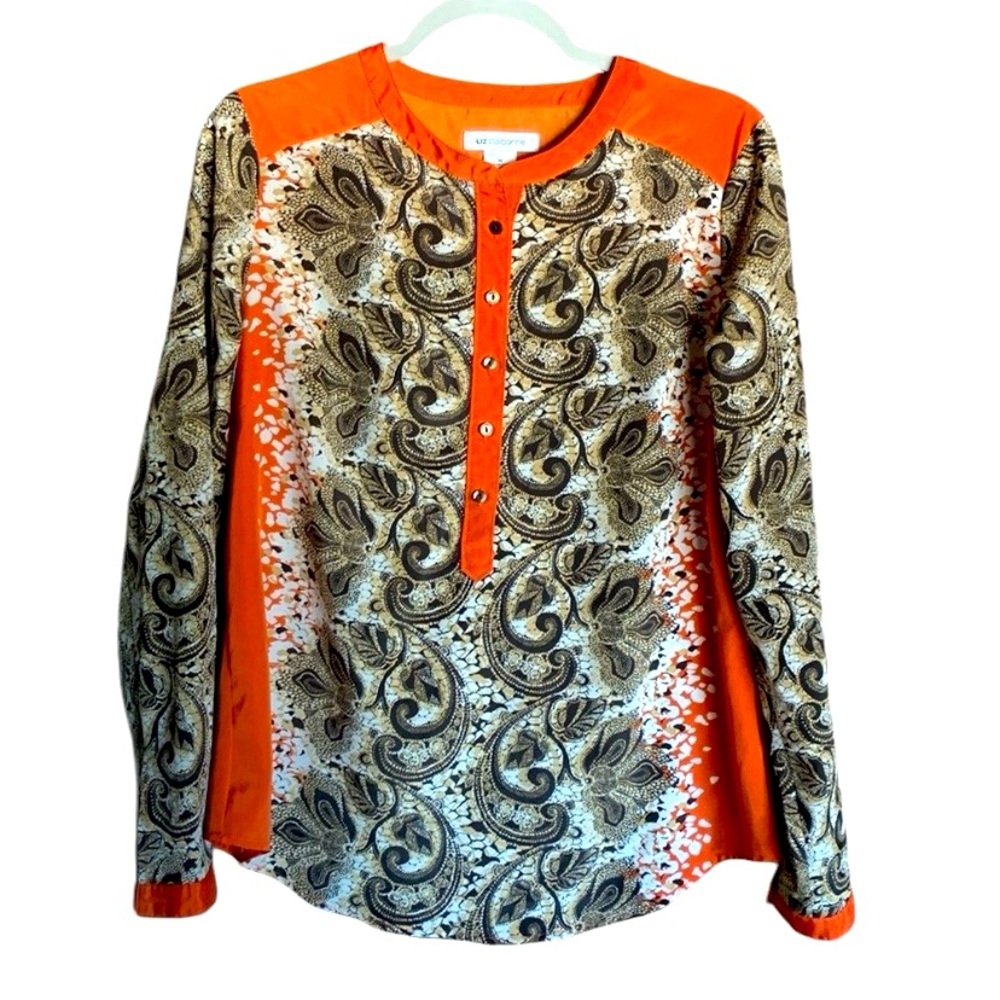 Liz Claiborne womens long sleeve blouse size medium career fall Thanksgiving